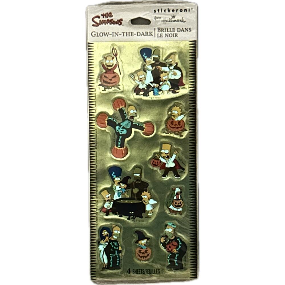 Hallmark Stickeroni SIMPSONS GLOW-IN-THE-DARK Halloween Stickers NOS